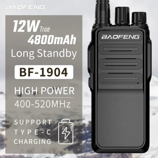 Baofeng BF-1904 12W High Power Professional Penetrating Radio Supports Type C Charge Long Range Powerful Portable Walkie Talkie