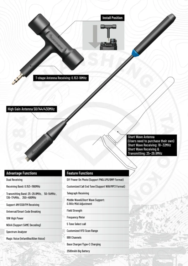 Original Quansheng TK11(5) Taiko kong 10w two way radio VHF&UHF Dual Receiving AM FM Ham dual band radio Magic Voice intercom - Image 3