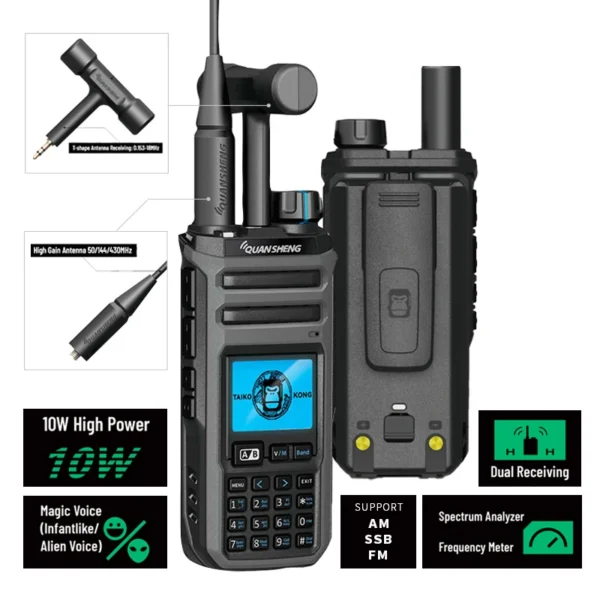 Original Quansheng TK11(5) Taiko kong 10w two way radio VHF&UHF Dual Receiving AM FM Ham dual band radio Magic Voice intercom