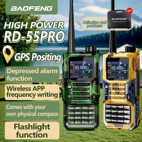 Baofeng RD-55PRO Air Band Walkie Talkie Wireless Copy Frequency Type-C NOAA Long Range 640CH Enhanced UV-5RH UP Ham Two Way Radio