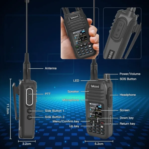 Talkpod A36SE UHF/VHF/FM/Airband Amateur Radio Multi-Band Portable Transceiver Long Range HAM Walkie Talkie - Image 2