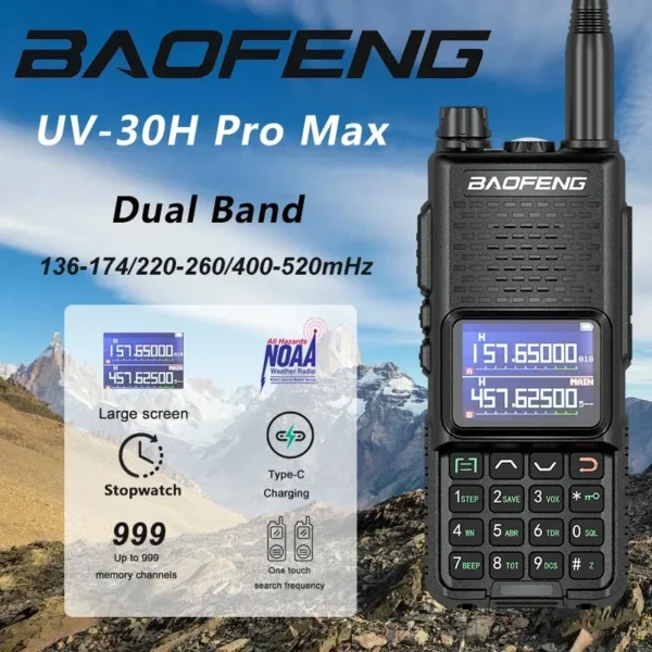 Baofeng UV-30H Pro Max 13W Walkie Talkie Tri-Band Type-C Charging FM High Power NOAA 999Channel CB Two Way Radio Long Range DTMF - Image 2