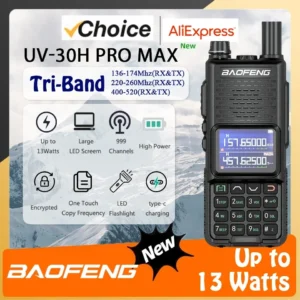 Baofeng UV-30H Pro Max 13W Walkie Talkie Tri-Band Type-C Charging FM High Power NOAA 999Channel CB Two Way Radio Long Range DTMF